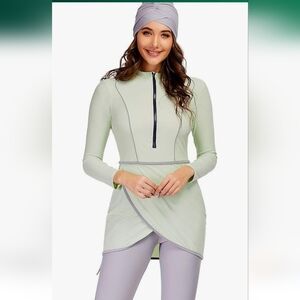 3 Piece Women Muslim Swimwear Long Sleeve Burkini Full Cover Hijab  Swimsuit